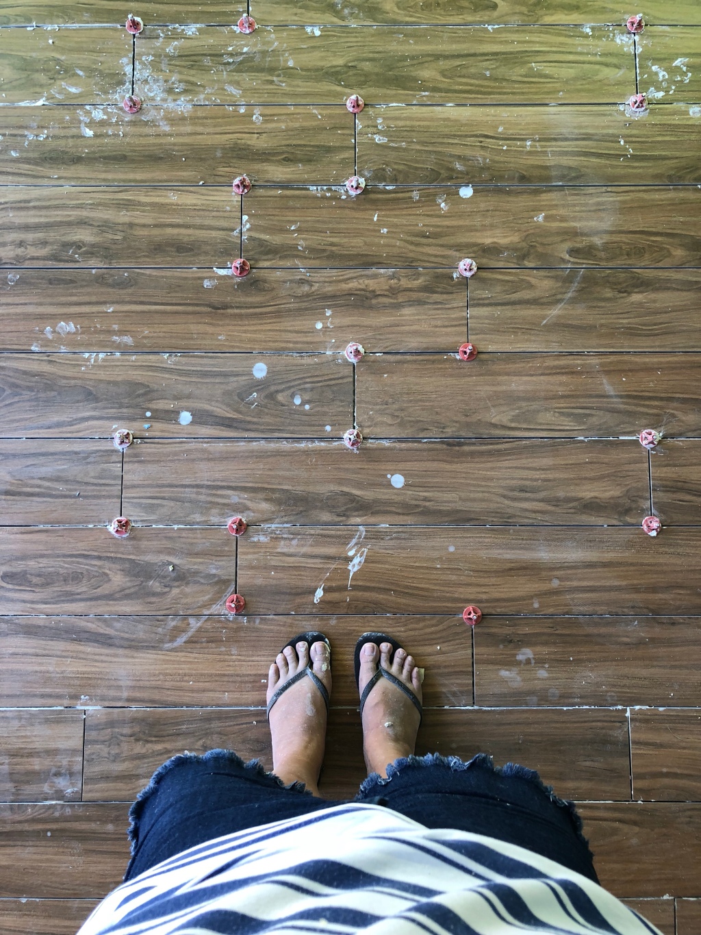 Patio floor tiled